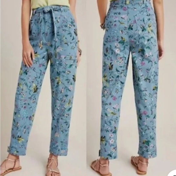 Anthropologie Victoria Floral Cargo Pants size 2 does not come with belt - Picture 1 of 6